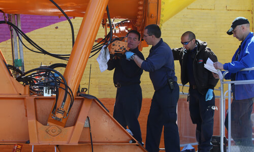 workers at amusement park