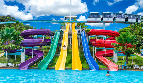 waterslides at amusement park